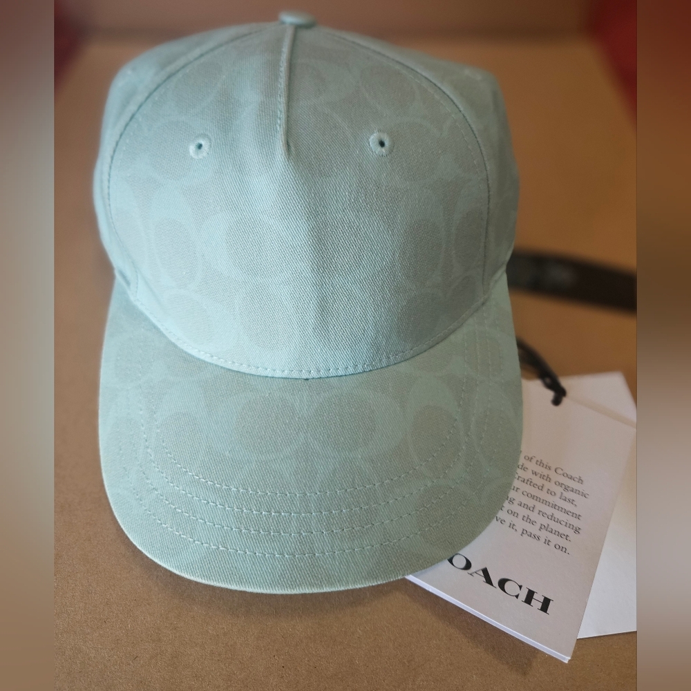Coach Signature Sunbleached Turquoise Baseball Hat M/L